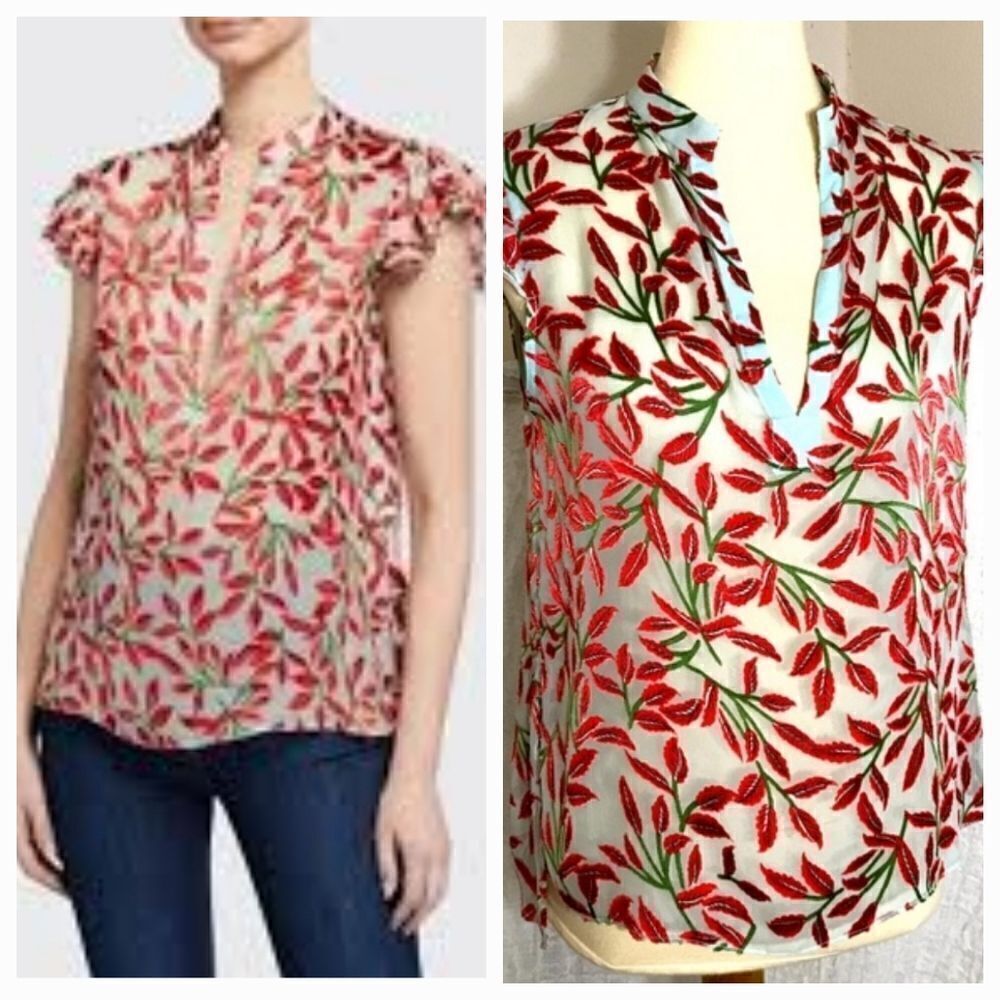 Alice & Olivia Malita Ruffle Silk Blouse Size Small